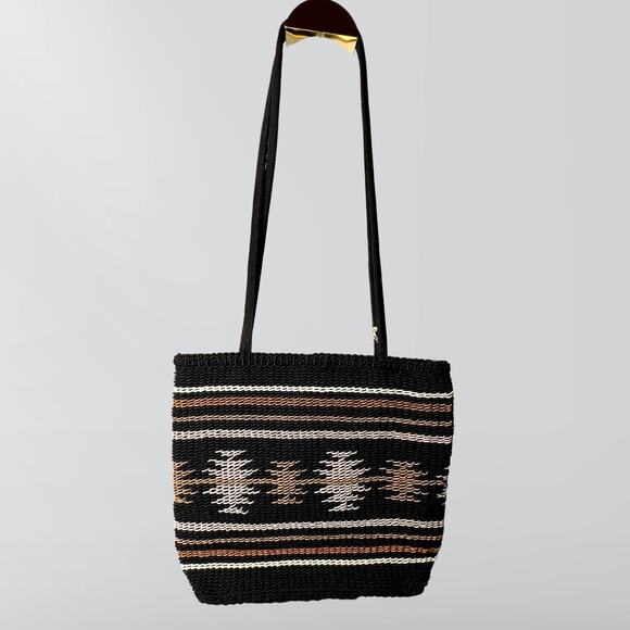 NWT Stone Mountain Aztec Woven Knit Crochet Boho Striped Crossbody Bag - Picture 4 of 6